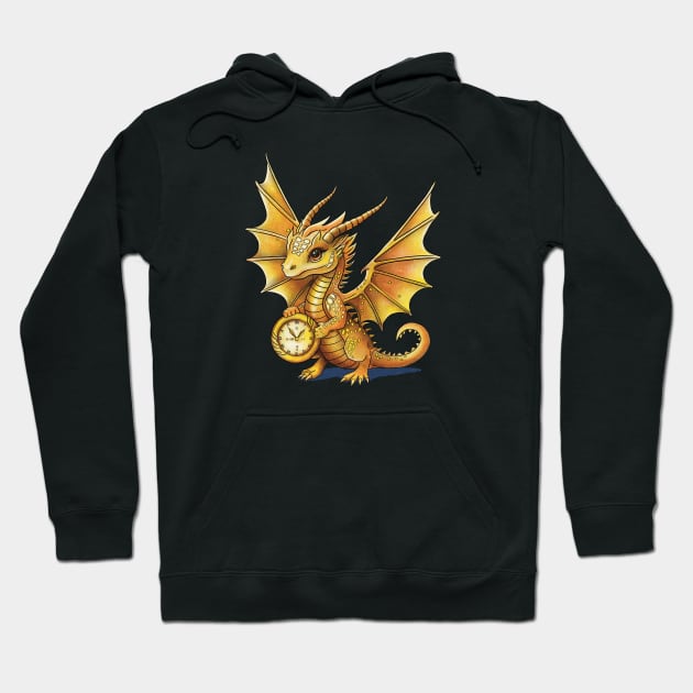 Baby gold dragon with a watch Hoodie by Ange art